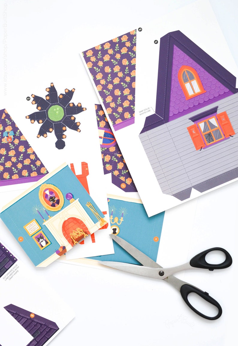 Halloween Haunted Paper Dollhouse Kit 3D Halloween Paper Etsy España