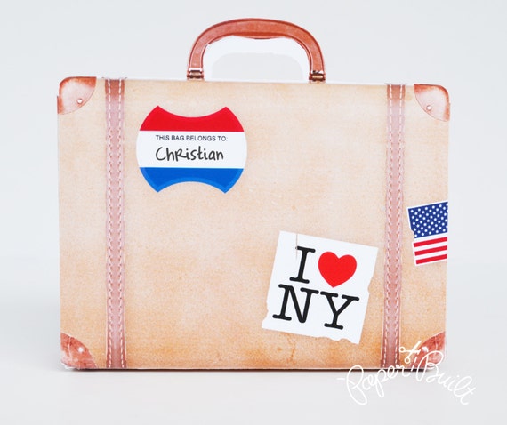 Vintage Suitcase Favor Bag - Gift Bag, Party Favor, Suitcase, Luggage, Luggage Favor, Suitcase Favor - Printable PDF INSTANT DOWNLOAD small Il_570xn