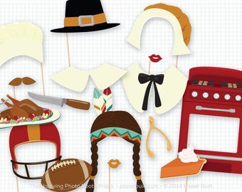 Thanksgiving Photo Booth Props, Festive Holiday Gathering (Digital Download)