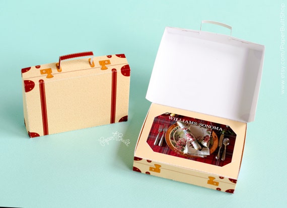 Suitcase Gift Card Box, Gift Card Holder, Vintage Suitcase, Suitcase Favor Box, Gift Card Box, Gift Voucher, Holiday Gift, Airplane Party Il_570xn