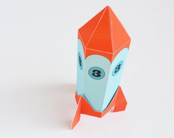 Printable Rocket Favor Box/ Gift Box from the Out of This World Party Collection by Paper Built