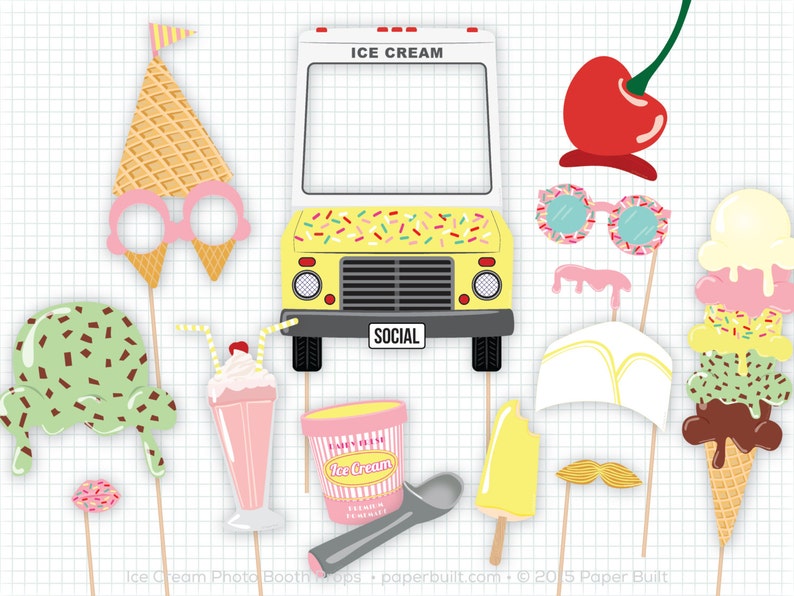 Ice Cream Party Photo Booth Props Photobooth Props Ice Cream Birthday Party Decor Ideas Ice Cream Cone Ice Cream Social Sweet
