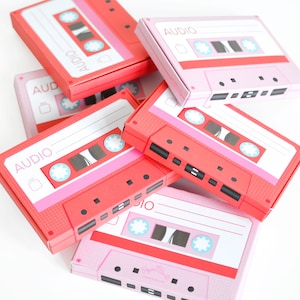 Portacarte regalo per San Valentino con musicassetta, San Valentino anni '80, scatola di musicassette anni '80, crea la tua cassetta retrò per San Valentino, regalo di carta regalo