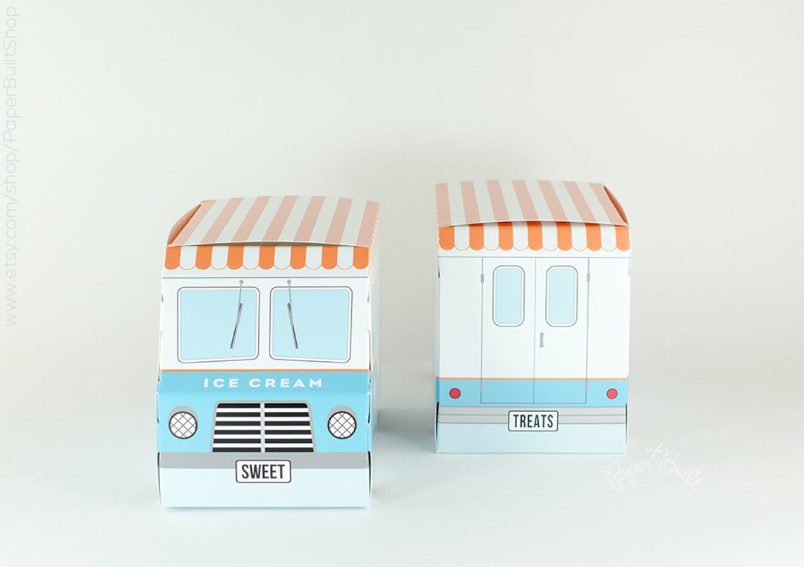 Ice Cream Party Favor Box Ice Cream Truck Cupcake Box Set Etsy