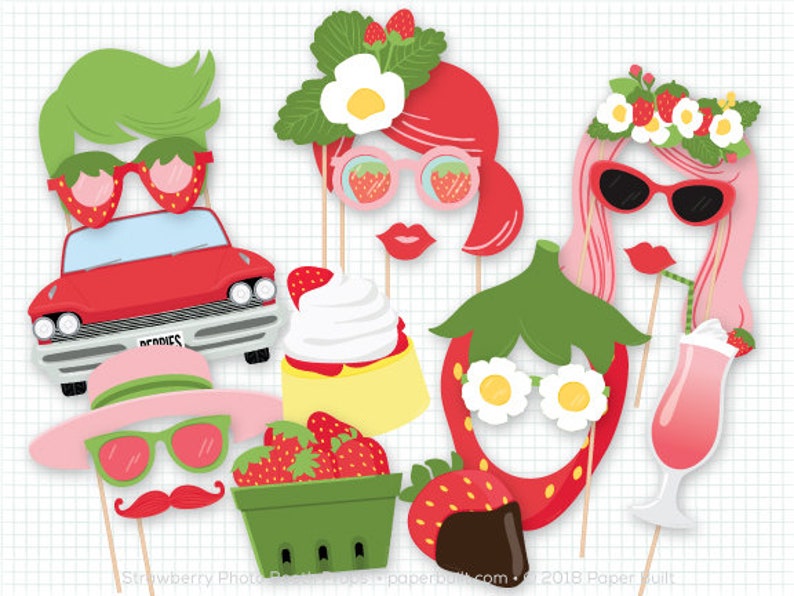 Strawberry Photo Booth Props