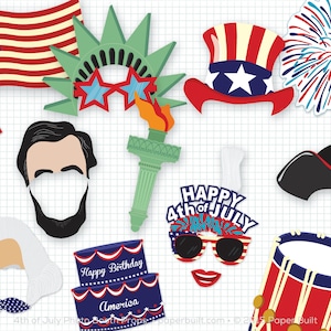 Printable 4th of July Photo Booth Props, Photobooth Props, July 4th Party, Patriotic Props, Uncle Sam America, Fireworks, Red white and blue