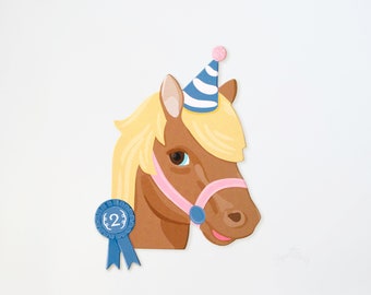 Pony Birthday Party Invitation, Horse Birthday Invite, Horse Theme, Cowboy Party, Cowgirl, Pony and Roses, Prize Ribbon, Horseback Rider