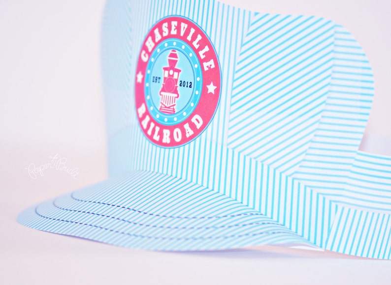 Printable Train Birthday Party Conductor Hat customized From - Etsy