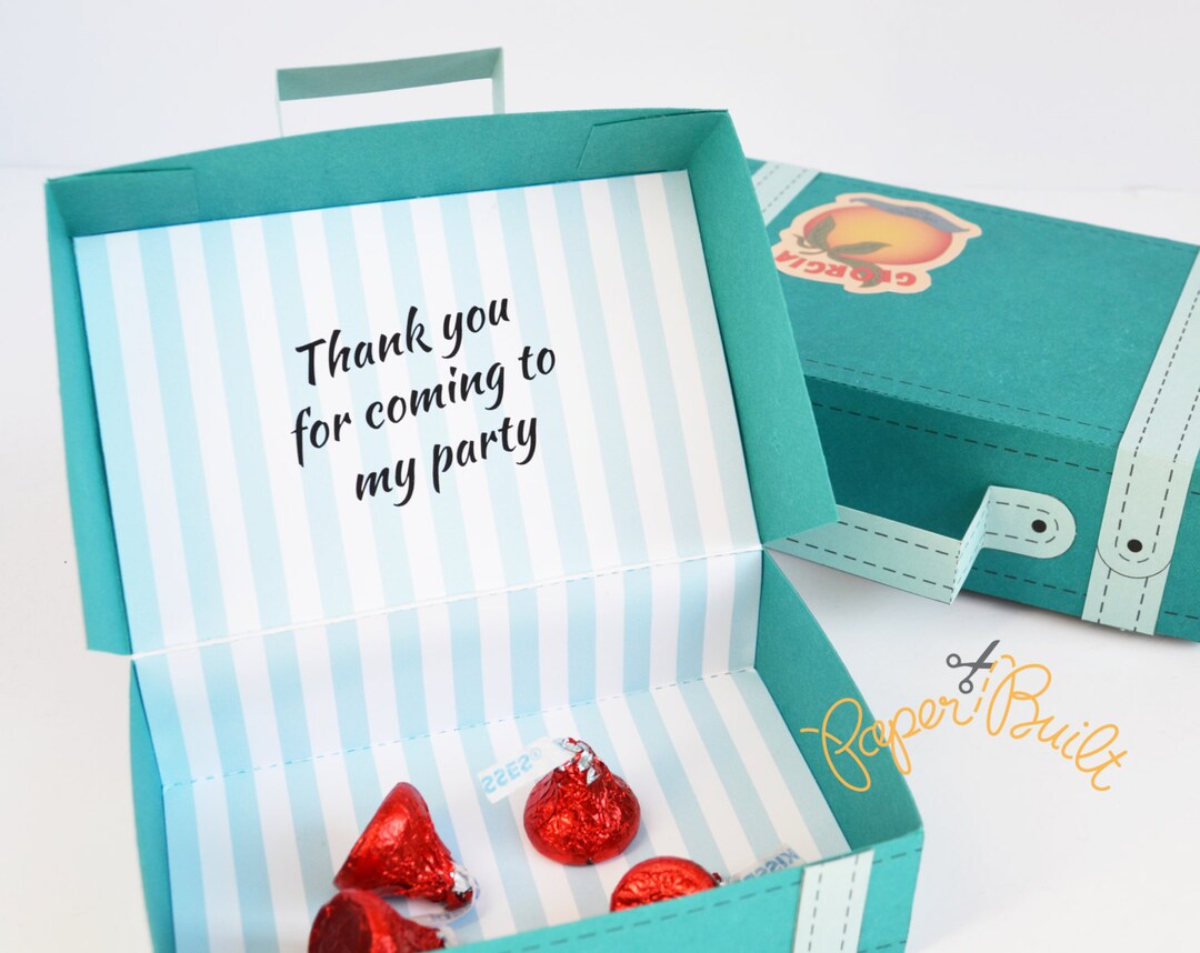 Vintage Suitcase Favor Box Template, Favor Box, Party Favor, Gift Box