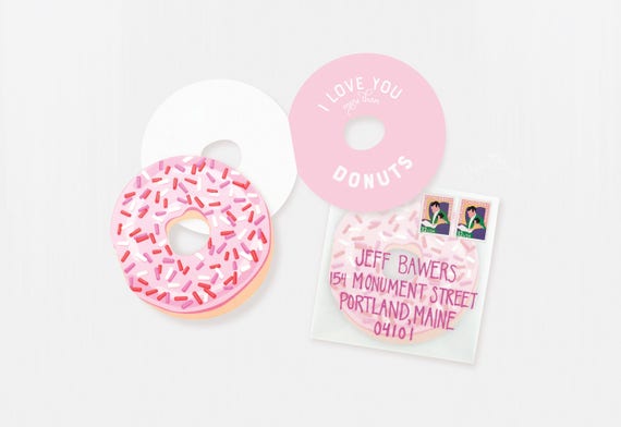 Donut Valentine Card, I Love You More Than Donuts, Donut Valentine for Him, Sweet Valentine's Day Card, Love Donut Card Sprinkled Donut Idea Il_570xn