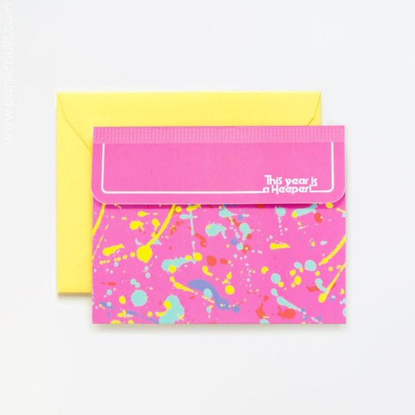 1980s Binder Birthday Card: Die-Cut Notebook Design