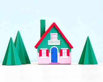 Christmas Village Santa's House: DIY Holiday Decoration (PDF Download)