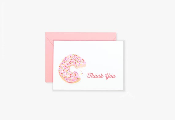 Donut Thank You Cards - Set of 10, Donut Party Thank You, Pink Sprinkles Baby Shower Thanks Doughnut Note Card, Birthday Party Donut Grow Up Il_570xn