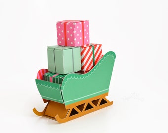 Santa Sleigh Favor Box Kit, Christmas DIY, Christmas Decoration, Holiday Decor, Holiday Centerpiece, Pretty Presents, Festive Holiday Decor