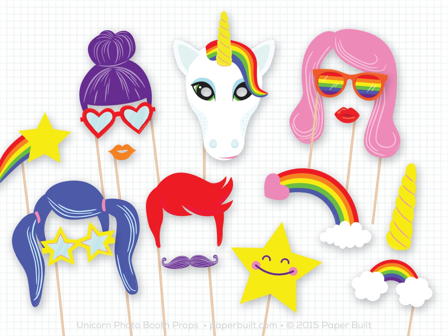 Unicorn Party Photo Booth Props Unicorn Birthday Photobooth Etsy