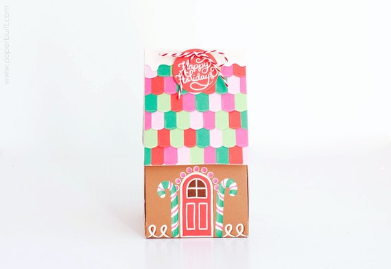 Gingerbread House Gift Box, Holiday Gift Card Holder, Christmas Party Favor Box, Holiday Hostess Gift Box Il_570xn