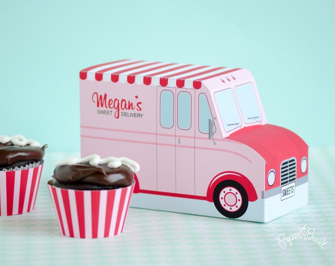 Ice Cream Party Favor Box Ice Cream Truck Cupcake Box Set Etsy