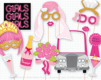 Bachelorette Party Photo Booth Props, Bridal Shower Decorations (Digital Download)