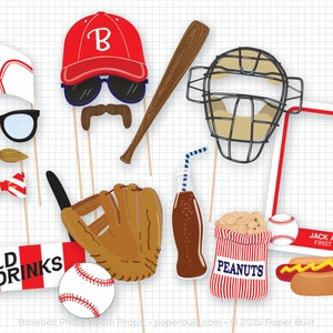 Accessori per Photo Booth di Baseball, Accessori per Photo Booth Sportivi, Festa di Baseball Vintage, Fuoricampo, Compleanno di Baseball, Festa Sportiva, Pallone di Compleanno Sportivo