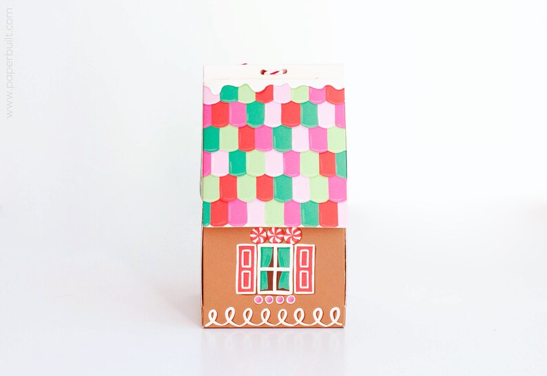 Gingerbread House Gift Box, Holiday Gift Card Holder, Christmas Party Favor Box, Holiday Hostess Gift Box image 3