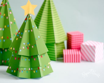 DIY Christmas Decor, Christmas Tree Favor Box, Holiday Tree, Treat Box, Holiday Centerpiece, Holiday Decor, Christmas Decoration Paper Craft