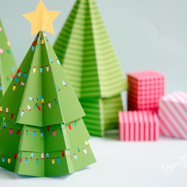 DIY Christmas Decor, Christmas Tree Favor Box, Holiday Tree, Treat Box, Holiday Centerpiece, Holiday Decor, Christmas Decoration Paper Craft