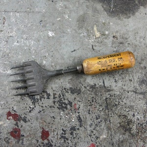 Antique Unusual, Primitive Ice Pick with Advertising and 4 Digit Telephone Number on Wood Handle