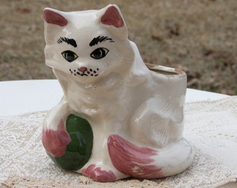 Kitty Cat Planter, well-loved and vintage