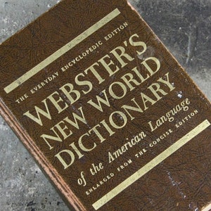 Webster&#39;s New World Dictionary of the American Language, The Everyday Encyclopedic Edition, 1967, brown cover with gilt lettering, vintage