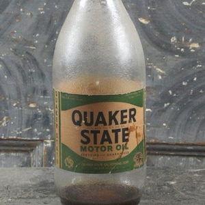 RARE Quaker State Motor Oil Quart Bottle with Original Lid and Complete Label