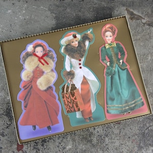 Hard to Find Hallmark Barbie Embossed Cards, set of 3, in original box with envelopes, vintage