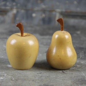 MCM Wooden Apple and Pear Salt and Pepper Shakers, vintage