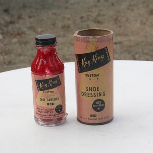 Kay King Custom Homegenized Shoe Dressing Bottle and Box Container Cardboard Tube, vintage advertising