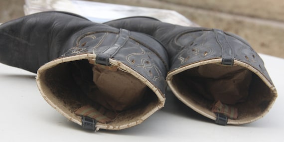 Children's black leather cowboy boots, western cl… - image 6