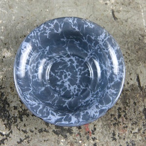 MINT Antique Miniature Enamelware Bowl, Two Tone Blue Swirl Pattern, Salesman Sample image 1