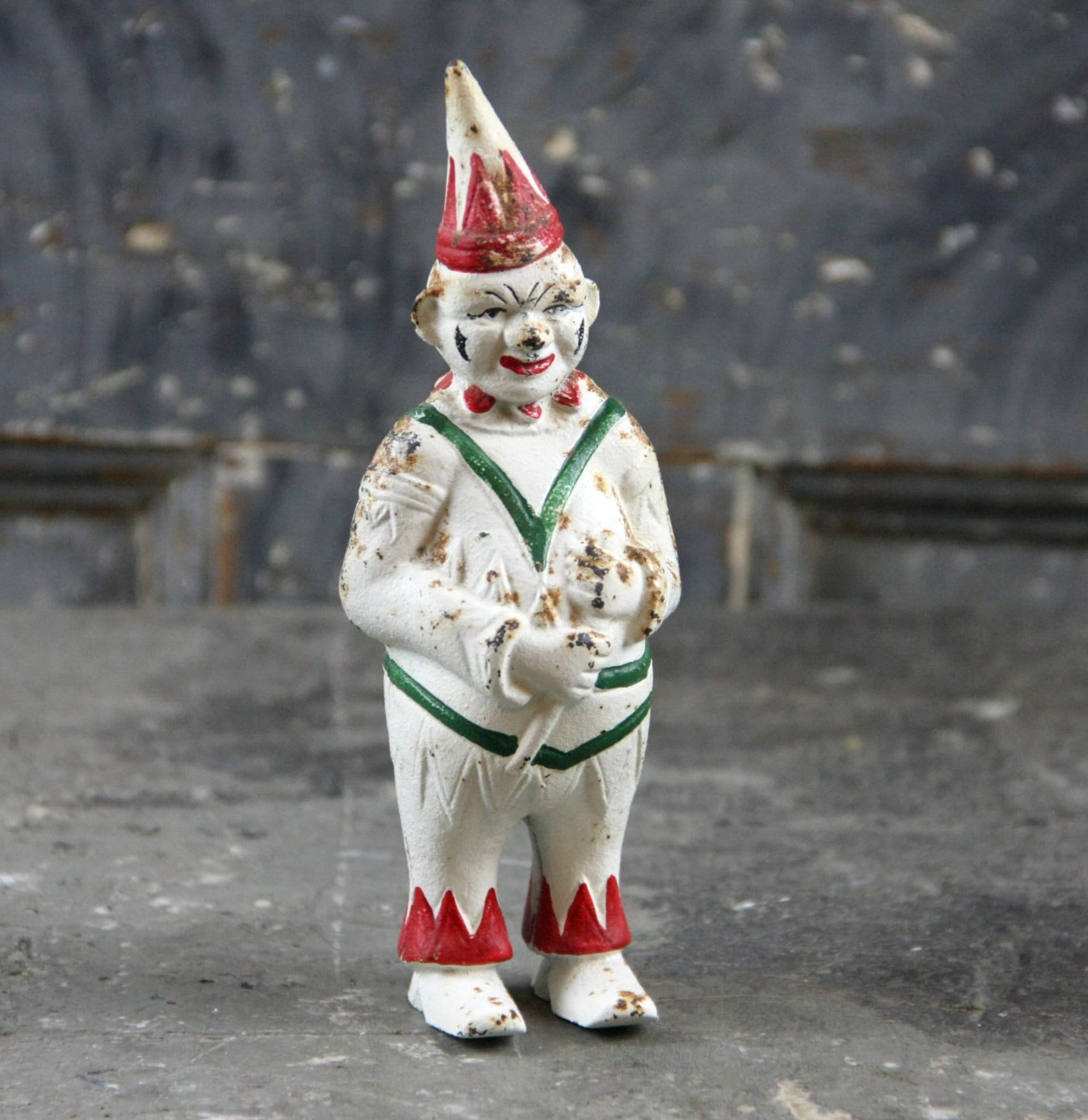 その他 Century Original Painted Iron Clown Bank Antique Cast Iron Clown Coin Bank, Original Paint, Colors of Red