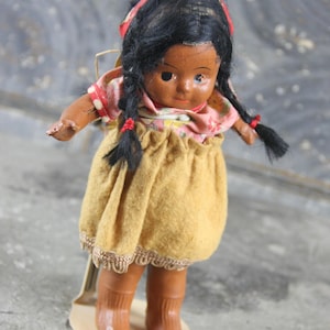 Antique Indian Skookum Girl Doll with Baby in Papoose