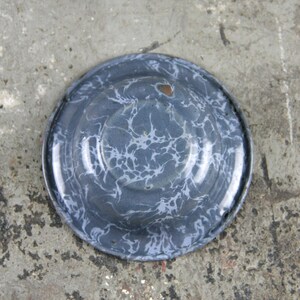 MINT Antique Miniature Enamelware Bowl, Two Tone Blue Swirl Pattern, Salesman Sample image 2