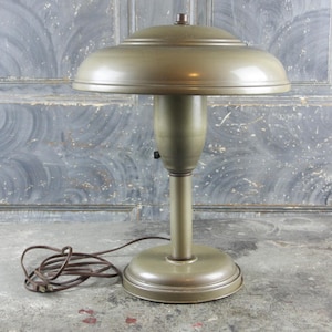 MCM Flying Saucer Table Lamp Industrial Mushroom Space Age Atomic Style Metal Office Lamp, vintage