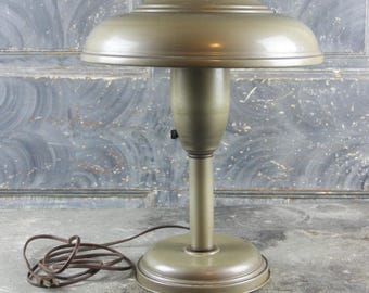 MCM Flying Saucer Table Lamp Industrial Mushroom Space Age Atomic Style Metal Office Lamp, vintage