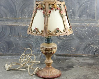 Gorgeous, Antique Floral Boudoir Barbola Lamp