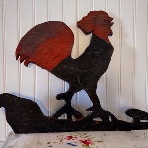 Folk art rooster, wood, hand painted, double sided, country decorating