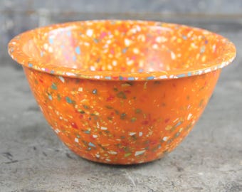 Small Confetti Orange Melamine Bowl, vintage