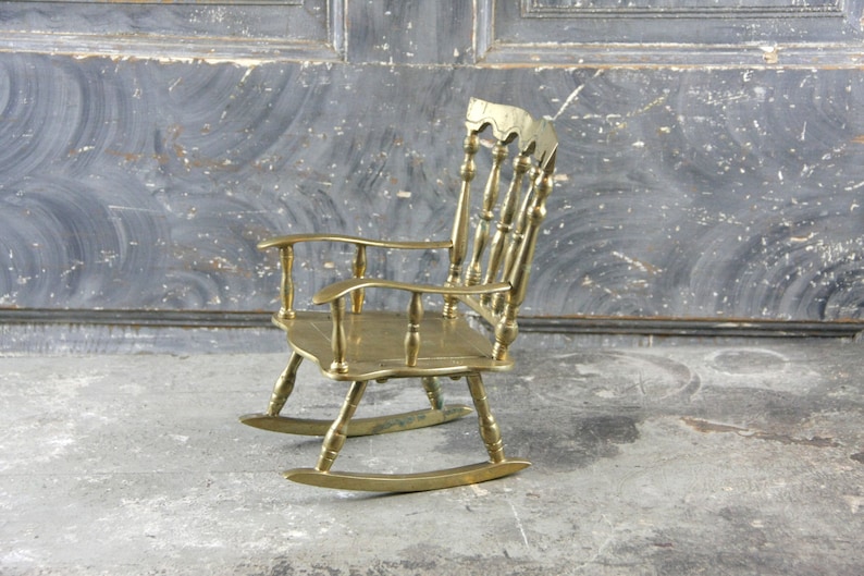 Small Solid Brass Rocking Chair, Vintage -- Teddy Bear Sold Separately ...