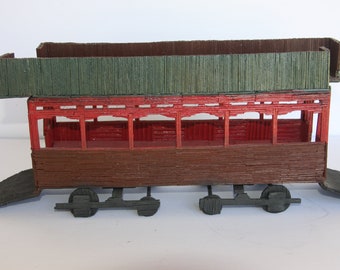 Fabulous Folk Art Train Car Caboose Made Entirely of Matchsticks, original, handmade, vintage