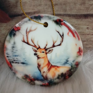 Deer Christmas ceramic ornament-Christmas ornament