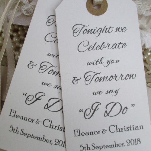 Wedding Rehearsal Dinner Tags Tonight We Celebrate Etsy