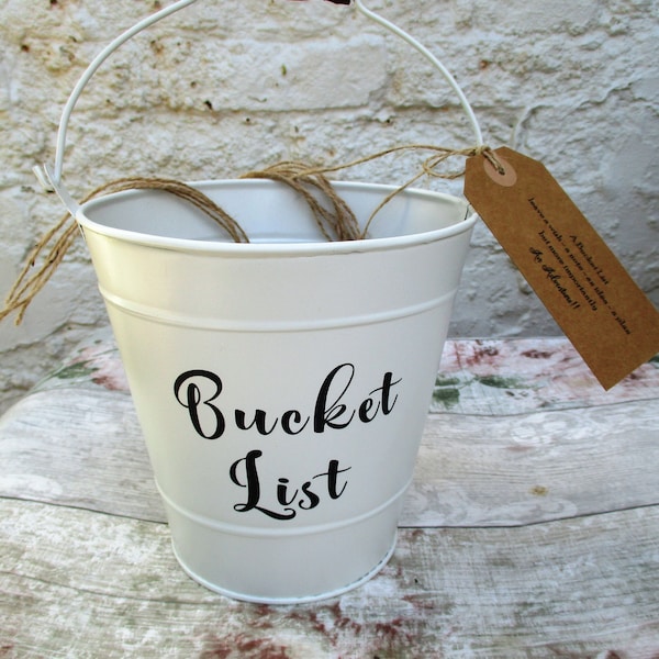 Bucket List Kit - 50 Guest Book Tags for the Bride & Groom - Wedding Favor Bucket - Wedding Advice Tag