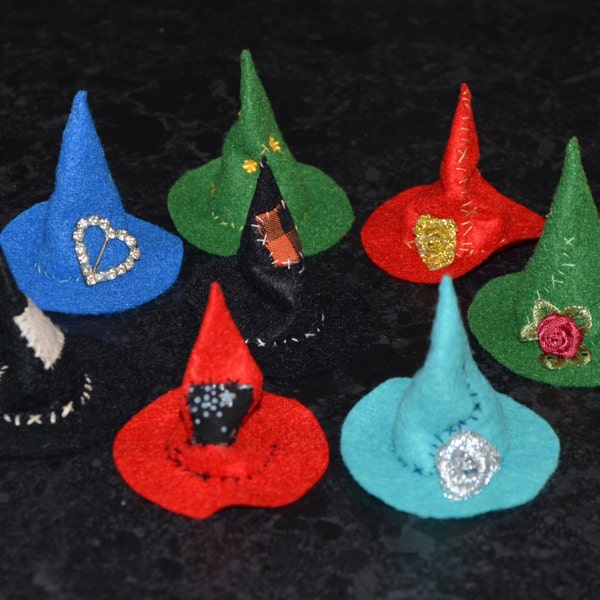 Build-your-own Wee Witch Hat, one inch scale dolls house miniature, you choose colour and embellishment