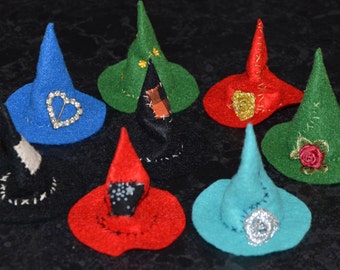 Build-your-own Wee Witch Hat, one inch scale dolls house miniature, you choose colour and embellishment